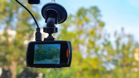 Dashcam on car front windshield
