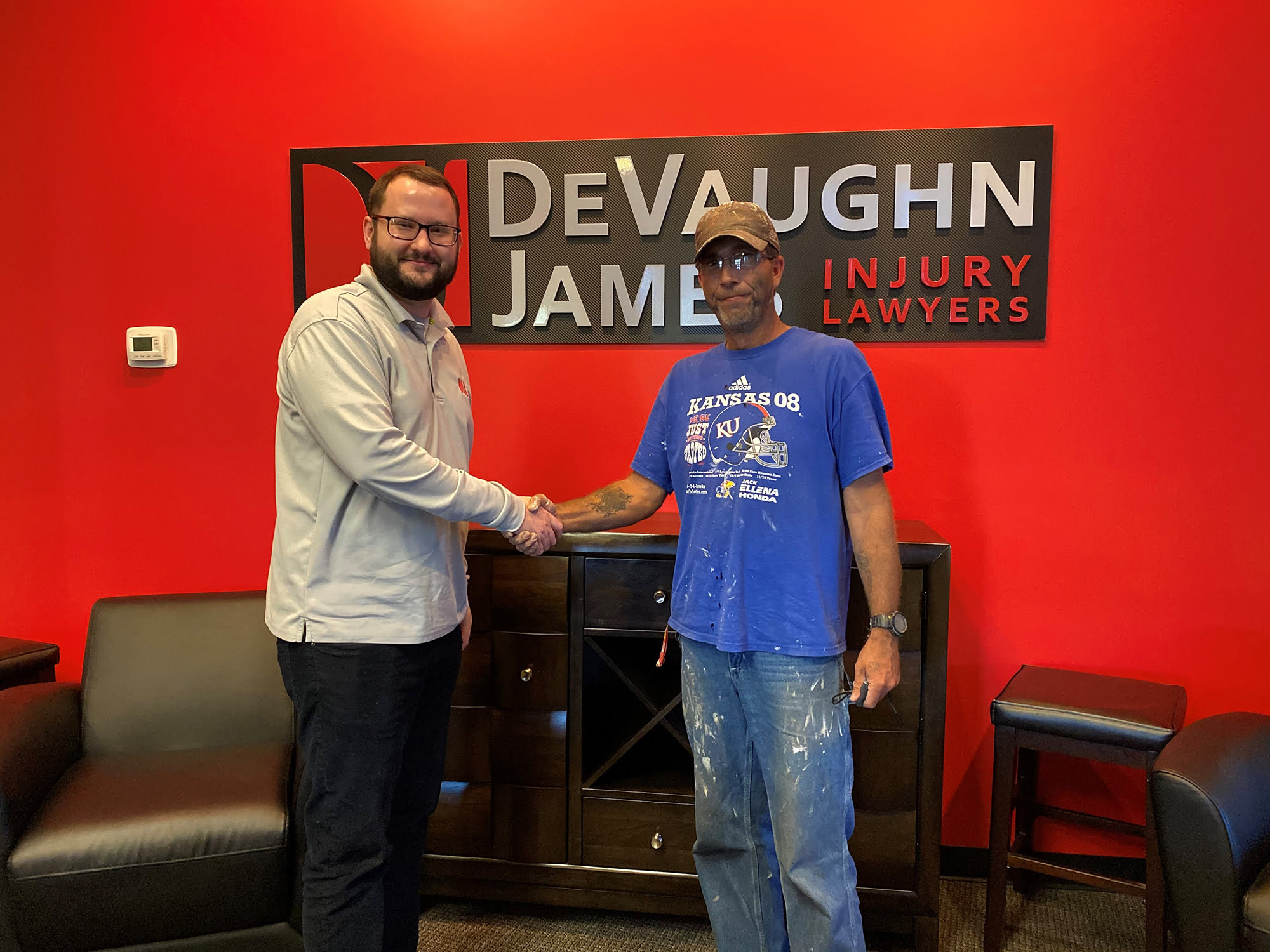 Attorney Chris Omlid with Client D.T.