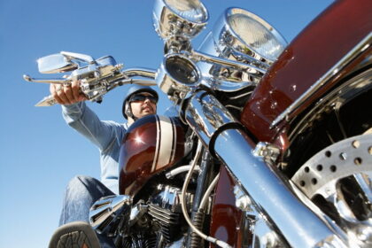 Topeka Motorcycle rider on Kansas roadway.