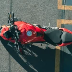 Red Ducati Street Motorcycle Wrecked