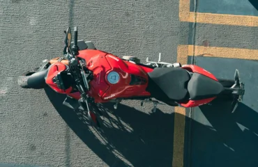 Red Ducati Street Motorcycle Wrecked
